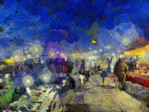 Bit pazarı illüstrasyonları empresyonist bir resim tarzı yaratıyor.