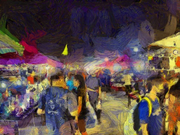 Bit pazarı illüstrasyonları empresyonist bir resim tarzı yaratıyor.