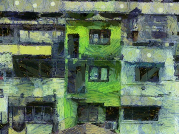 Urban landscape and buildings  Illustrations creates an impressionist style of painting