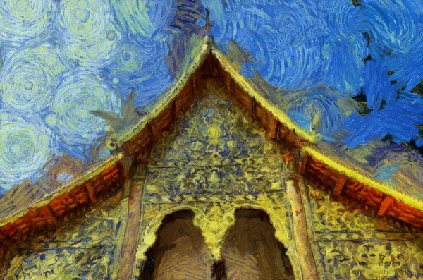 Templos Antigos Arte Arquitetura Estilo Tailandês Norte Ilustrações Cria Estilo — Fotografia de Stock
