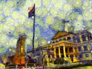 Antik Avrupa mimari savunma bakanlığı, Tayland ve Illustrations, empresyonist bir resim tarzı yaratıyor..