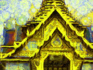 Büyük saray, ne phra kaew Bangkok thailand Illustrations bir empresyonist resim stili oluşturur.