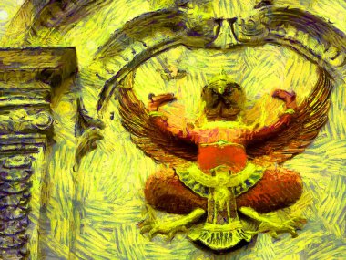 Büyük saray, ne phra kaew Bangkok thailand Illustrations bir empresyonist resim stili oluşturur.