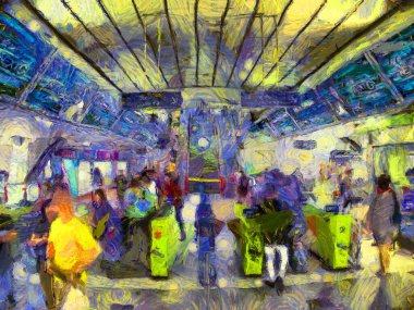 Skytrain İstasyonu İllüstrasyonları empresyonist bir resim tarzı yaratıyor.