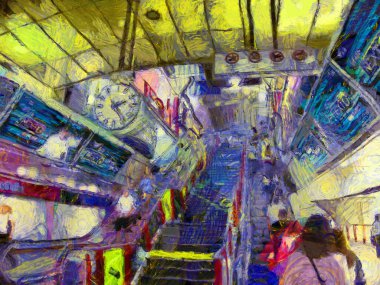 Skytrain İstasyonu İllüstrasyonları empresyonist bir resim tarzı yaratıyor.