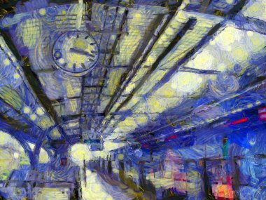 Skytrain İstasyonu İllüstrasyonları empresyonist bir resim tarzı yaratıyor.