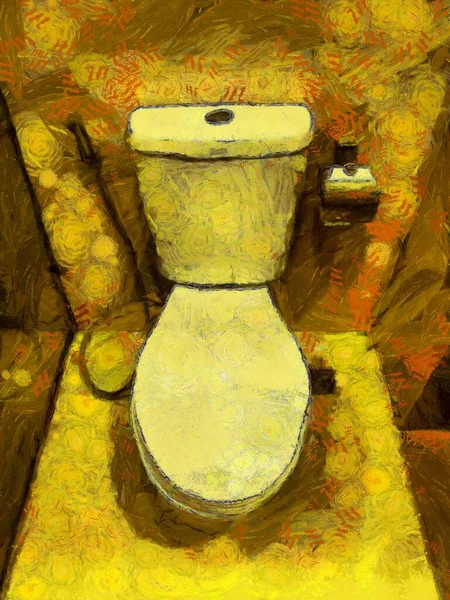 厕所碗图解创造了一种印象派风格的绘画 — 图库照片