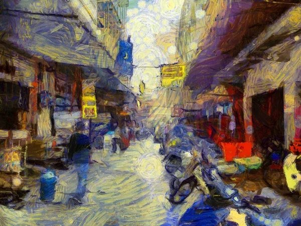 Paesaggio Del Mercato Fresco Nelle Province Della Thailandia Illustrazioni Crea — Foto Stock