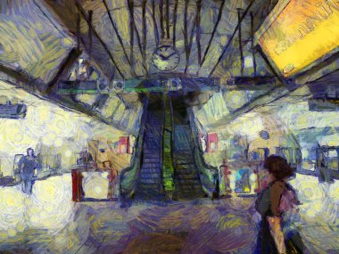 Skytrain İstasyonu İllüstrasyonları empresyonist bir resim tarzı yaratıyor.