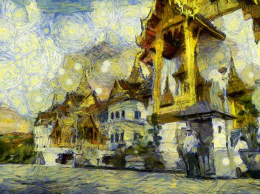 Büyük Saray, Bangkok Illustrations bir empresyonist resim stili yarattı.