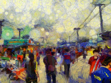 Bit pazarı illüstrasyonları empresyonist bir resim tarzı yaratıyor.