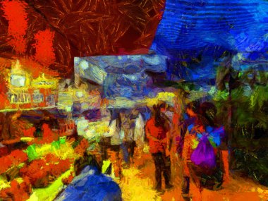 Bit pazarı illüstrasyonları empresyonist bir resim tarzı yaratıyor.