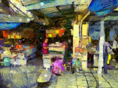 Bangkok Illustrations sokaklarının manzarası empresyonist bir resim tarzı yaratıyor..