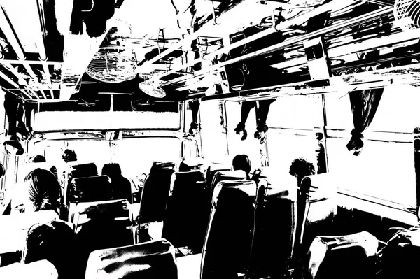 Gammal Passagerarbuss Thailand Svartvita Illustrationer — Stockfoto