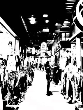 Japon stil mağazaları Illustrations bir empresyonist resim stili oluşturur.