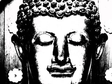 Antik Buda heykeli Illustrations, empresyonist bir resim stili yarattı.