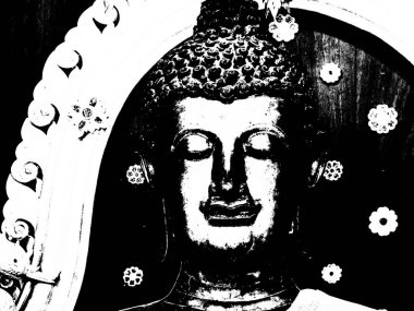 Antik Buda heykeli Illustrations, empresyonist bir resim stili yarattı.