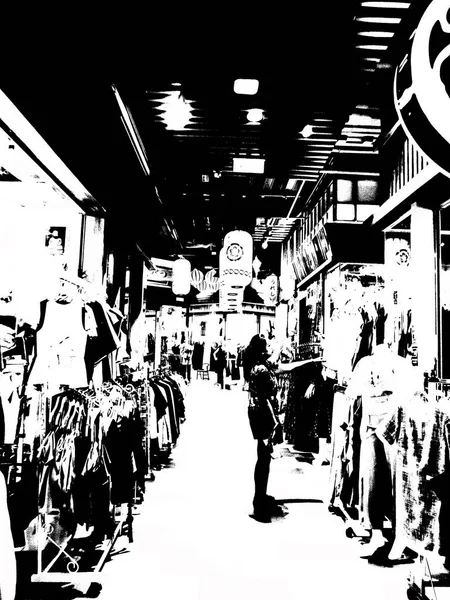 Japon stil mağazaları Illustrations bir empresyonist resim stili oluşturur.