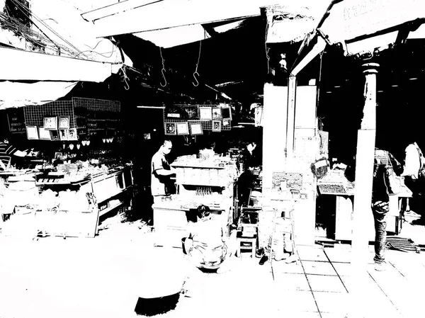 Bangkok Illustrations 'daki sokak manzarası empresyonist bir resim tarzı yaratıyor.