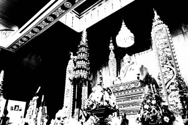 Antik Buda heykeli Illustrations, empresyonist bir resim stili yarattı.