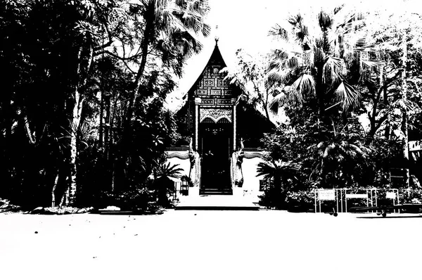 Landscape Ancient Temples Northern Thailand Black White Illustrations — Stock Photo, Image