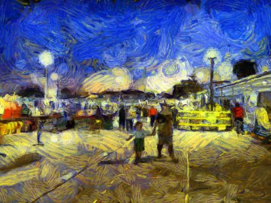 Bit pazarı illüstrasyonları empresyonist bir resim tarzı yaratıyor.