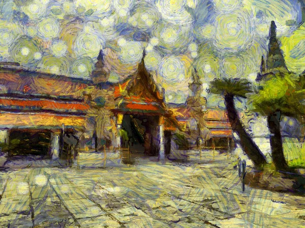 Gran Palacio Wat Phra Kaew Bangjalá Tailandia Ilustraciones Crea Estilo — Foto de Stock