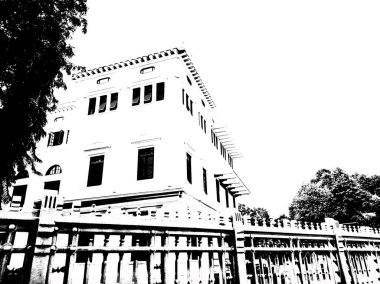 Avrupa mimarisi antik binalar Illustrations bir siyah beyaz çizimler oluşturur.