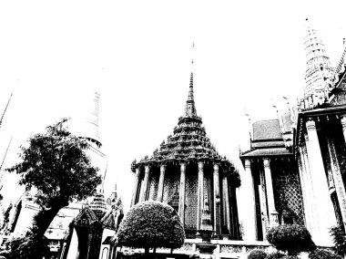 Büyük saray phra kaew bangkok thailand Illustrations bir siyah-beyaz çizimler oluşturur.