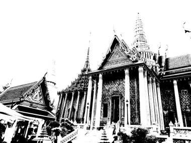 Büyük saray phra kaew bangkok thailand Illustrations bir siyah-beyaz çizimler oluşturur.
