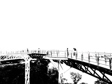 Gökyüzü yürüyüşü siyah ve beyaz çizimler.