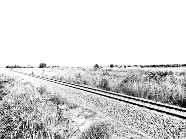 Demiryolu arazisi Siyah beyaz çizimler.