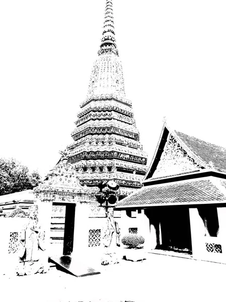 Wat Phra Chetuphon Wat Pho Gelegen Achter Prachtige Tempel Van — Stockfoto