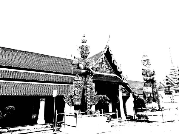 Grand Palace Wat Phra Kaew Bangkok Thailand Illustrations Creates Black — Stock Photo, Image