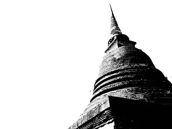 Antike Ruinen Sukhothai Welterbe Schwarz Weiß Illustrationen — Stockfoto