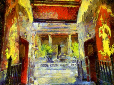 Büyük saray phra kaew bangkok thailand Illustrations bir empresyonist resim stili yarattı.