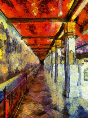 Büyük saray phra kaew bangkok thailand Illustrations bir empresyonist resim stili yarattı.