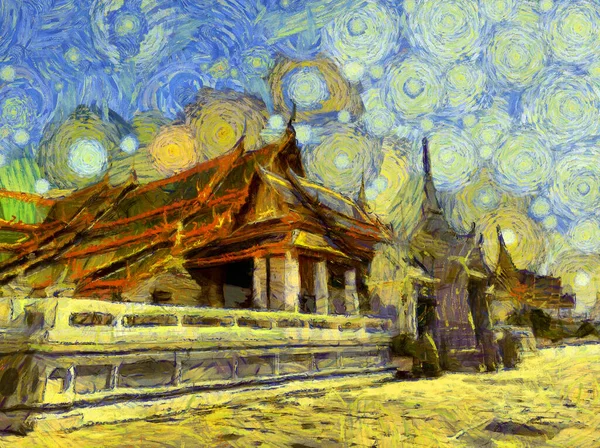 Grand Palace Wat Phra Kaew Bangkok Thailand Illustrations Creates Impressionist — Stock Photo, Image