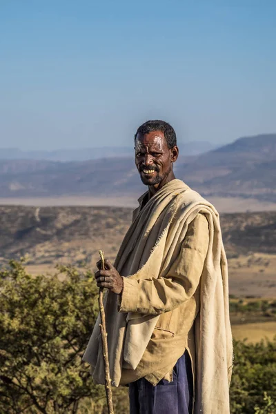 Lalibela Etiopia Febbraio 2020 Uomo Etiope Visto Sulla Strada Lalibela — Foto Stock