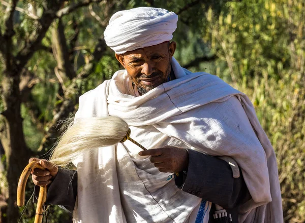 Lalibela Éthiopie Février 2020 Peuple Éthiopien Célèbre Église Rock Hewn — Photo