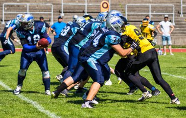 Münih, Almanya - 06 Temmuz 2019: Münih Almanya 'da Amerikan futbol maçı