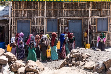 Lalibela, Etiyopya - 12 Şubat 2020: Etiyopya halkı Lalibela 'dan Gheralta' ya, Tigray Kuzey Etiyopya, Afrika 'da görüldü