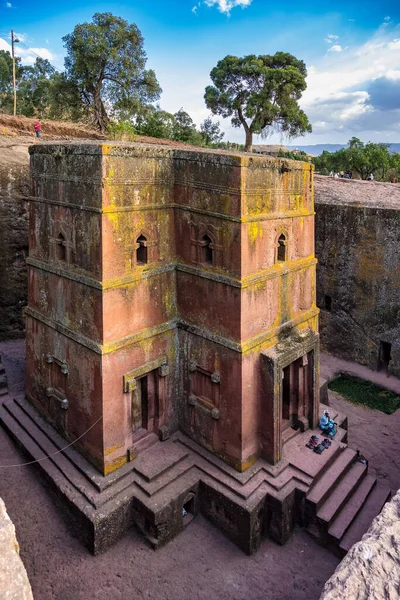 Lalibela Etiopía Febrero 2020 Pueblo Etíope Famosa Iglesia San Jorge — Foto de Stock