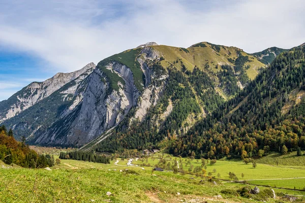 Vista Outono Das Árvores Bordo Ahornboden Karwendel Tirol Áustria — Fotografia de Stock