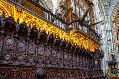 Cordoba 'daki Mezquita Katedrali' nde Pedro Duque Cornejo 'nun muhteşem korosu. Endülüs, İspanya