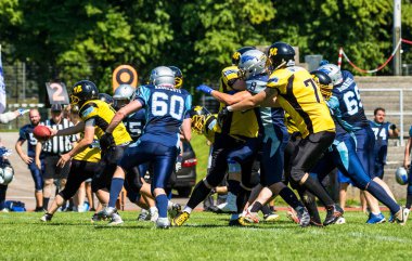 Münih, Almanya - 06 Temmuz 2019: Münih Almanya 'da Amerikan futbol maçı