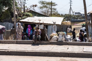 Lalibela, Etiyopya - 12 Şubat 2020: Etiyopya halkı Lalibela 'dan Gheralta' ya, Tigray Kuzey Etiyopya, Afrika 'da görüldü
