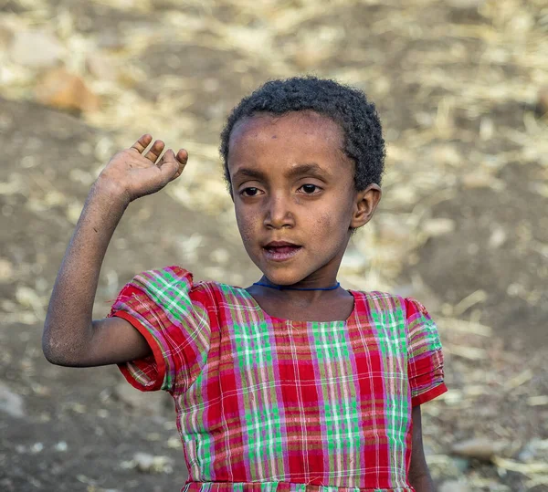 Lalibela Ethiopia Feb 2020 Ethiopian Girl Seen Road Lalibela Gheralta — Stock Photo, Image