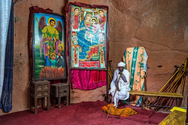 Лалибела Эфиопия Февраля 2020 Года Эфиопский Народ Церкви Габриэля Руфаэля — стоковое фото