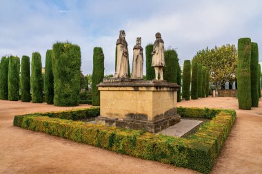 Cordoba, İspanya - 31 Ekim 2019: Alcazar of the Christian Monarchs, Alcazar de los Reyes Cristianos, Cordoba, Endülüs, İspanya